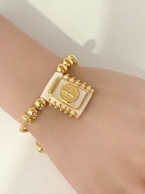 Handmade St. Benedict Beaded Coin-Accent Bracelet - Women Jewelry